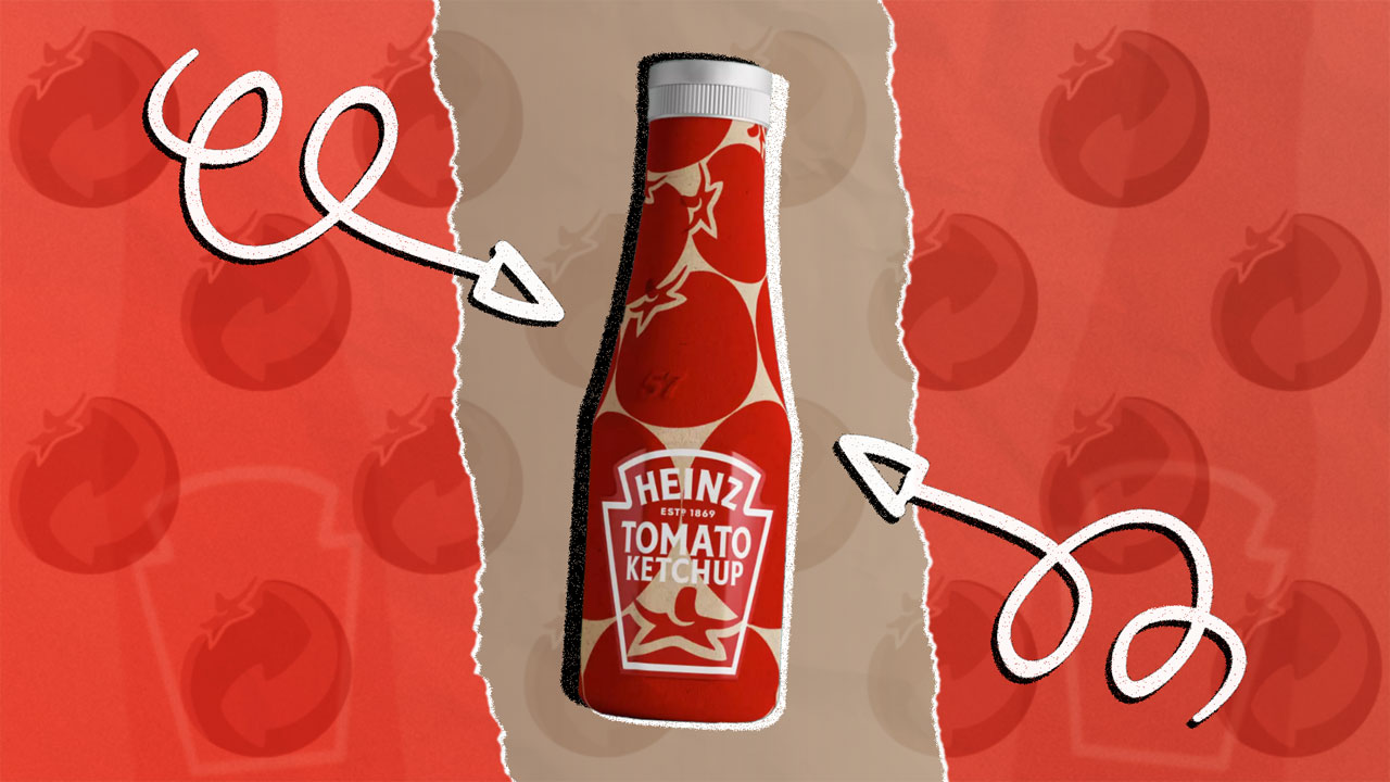 garrafa de papel do Ketchup Heinz
